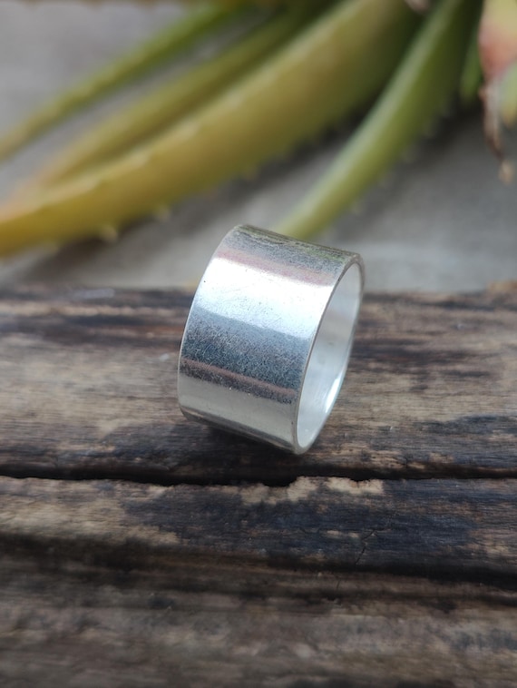 Thick Sterling Silver Wide Band Ring: Minimalist Bohemian Thumb Ring