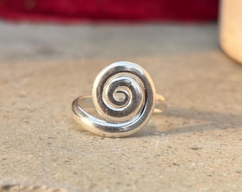 Spiral Sterling Silver Ring: Handmade 925 Boho Swirl Statement