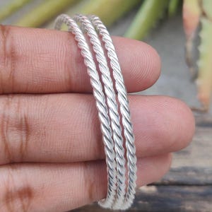 Twisted Sterling Silver Bangle Set: Handmade Elegant Bangles