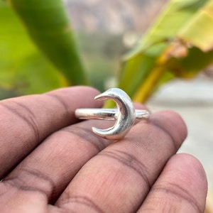 Handmade Crescent Moon Ring | 925 Sterling Silver Moon Jewelry | Celestial Boho Ring for Women | Lunar Ring | Minimalist Gift Ring