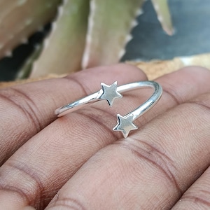 Dainty Star Adjustable Ring | 925 Sterling Silver Celestial Ring for Women | Minimalist Star Ring | Handmade Gift for Her