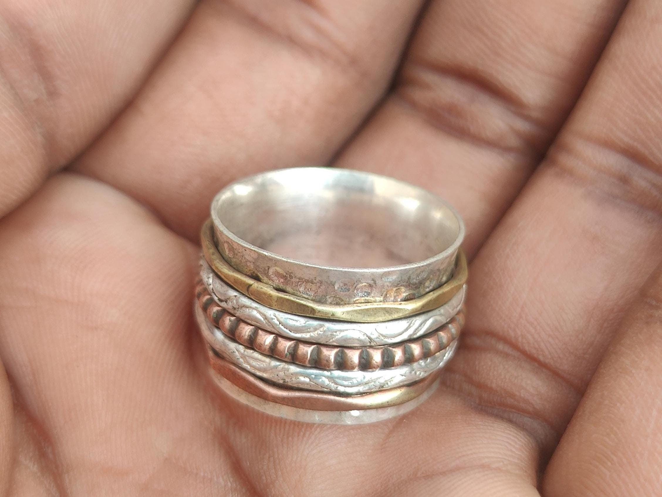 Bague Toupie (spinner) En Argent Massif 925 - Faite Main Pour Homme/femme - Neuf Sans Emballage