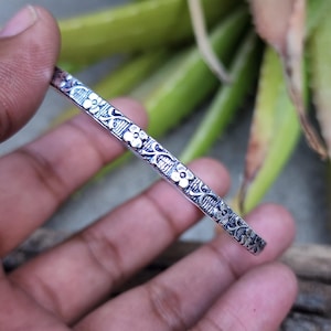 Stylish 925 Sterling Silver Floral Bangle | Handmade Flower Bracelet | Boho Cuff Bangle for Women | Elegant Silver Jewelry Gift for Her