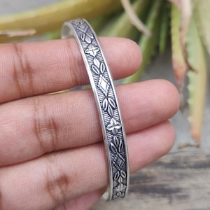 Textured Designer Silver Bangle | 925 Sterling Silver Thick Bracelet | Handmade Statement Jewelry | Gift for Her | Modern Bangle