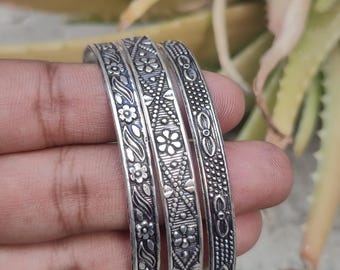 Leaf Sterling Silver Bangle - Indian Jewelry (2.3 Inches) - Etsy