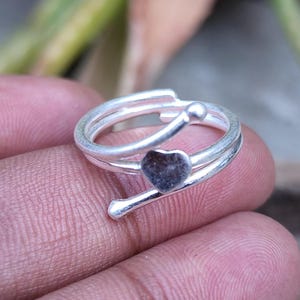 Handmade Sterling Silver Heart Ring: Dainty Stacking Promise Jewelry