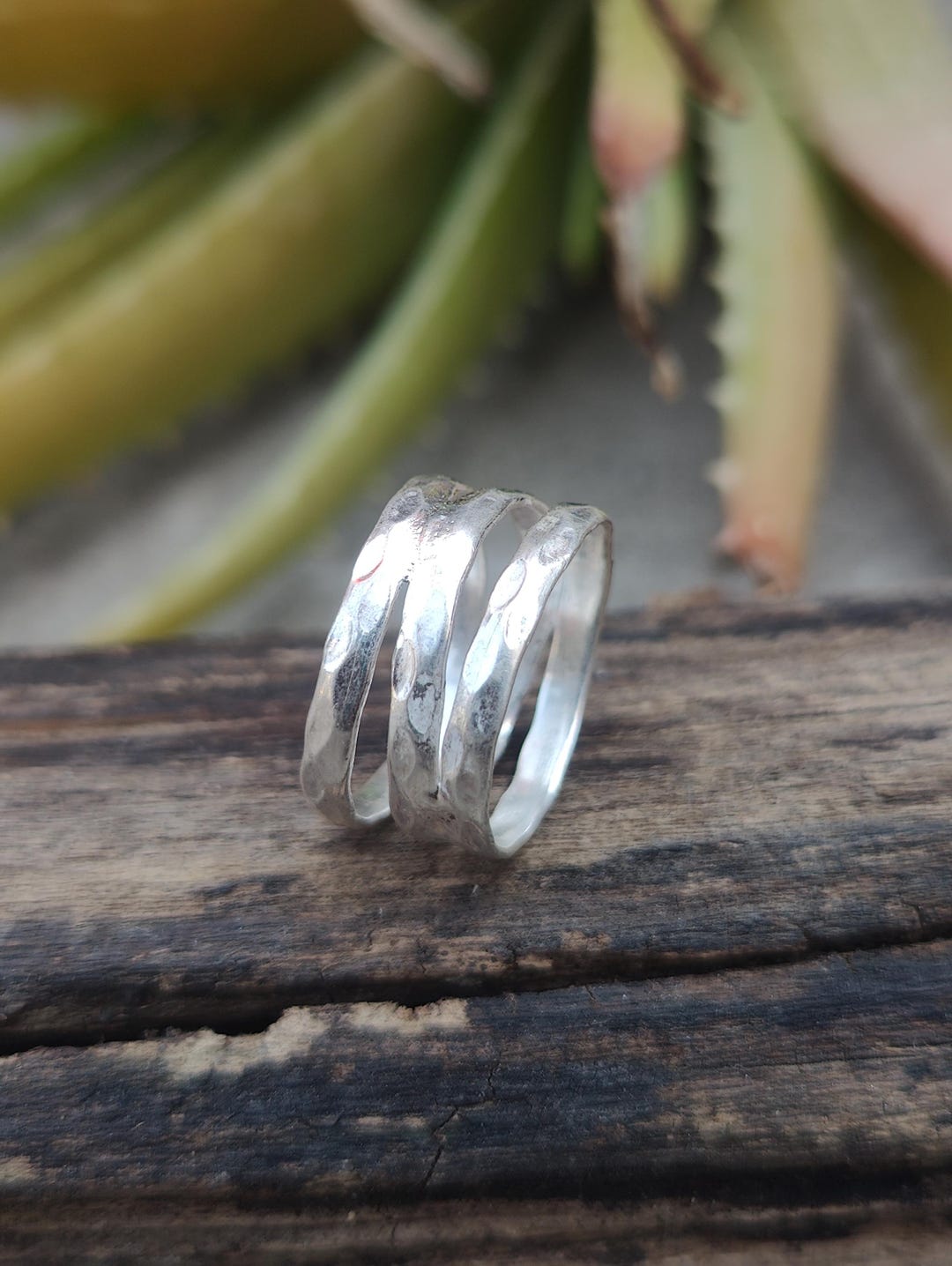 Hammered Sterling Silver Wide Band Ring: Handcrafted Statement Ring - Etsy