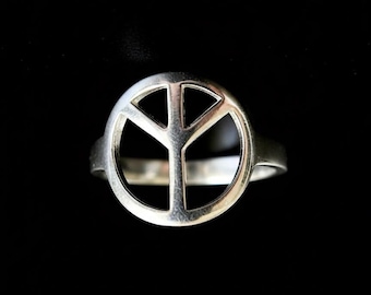 925 Sterling Silber Peace Zeichen Ring - Handgemachtes Schmuck Geschenk für Weihnachten