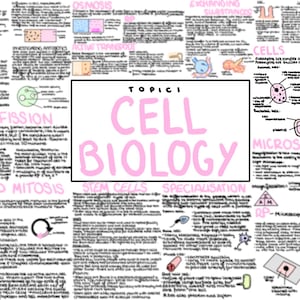 Notas de revisión/mapa mental de los temas 1-4 de GCSE de AQA de Biología: examen 1, nota de grado 9
