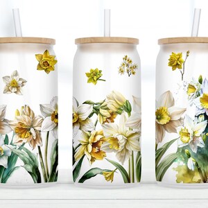 Pastel Flower Glass Cup With Lid and Straw, Floral Tumbler, Flower Glass Cups, Iced Coffee Cup, Coffee Cup With Lid and Straw, Iced Coffee