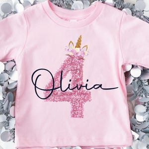 Personalized Unicorn 4th Birthday Shirt: Rainbow Kids Tee #135