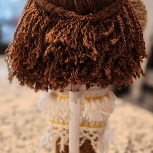 Handmade Crochet Moana Doll with Paddle and Stand image 2