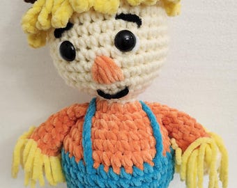 Épouvantail au crochet : décoration d'automne faite main, couleurs festives