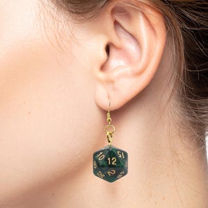 Gold D20 D&D Earrings - Geek Gamer Dice Jewelry