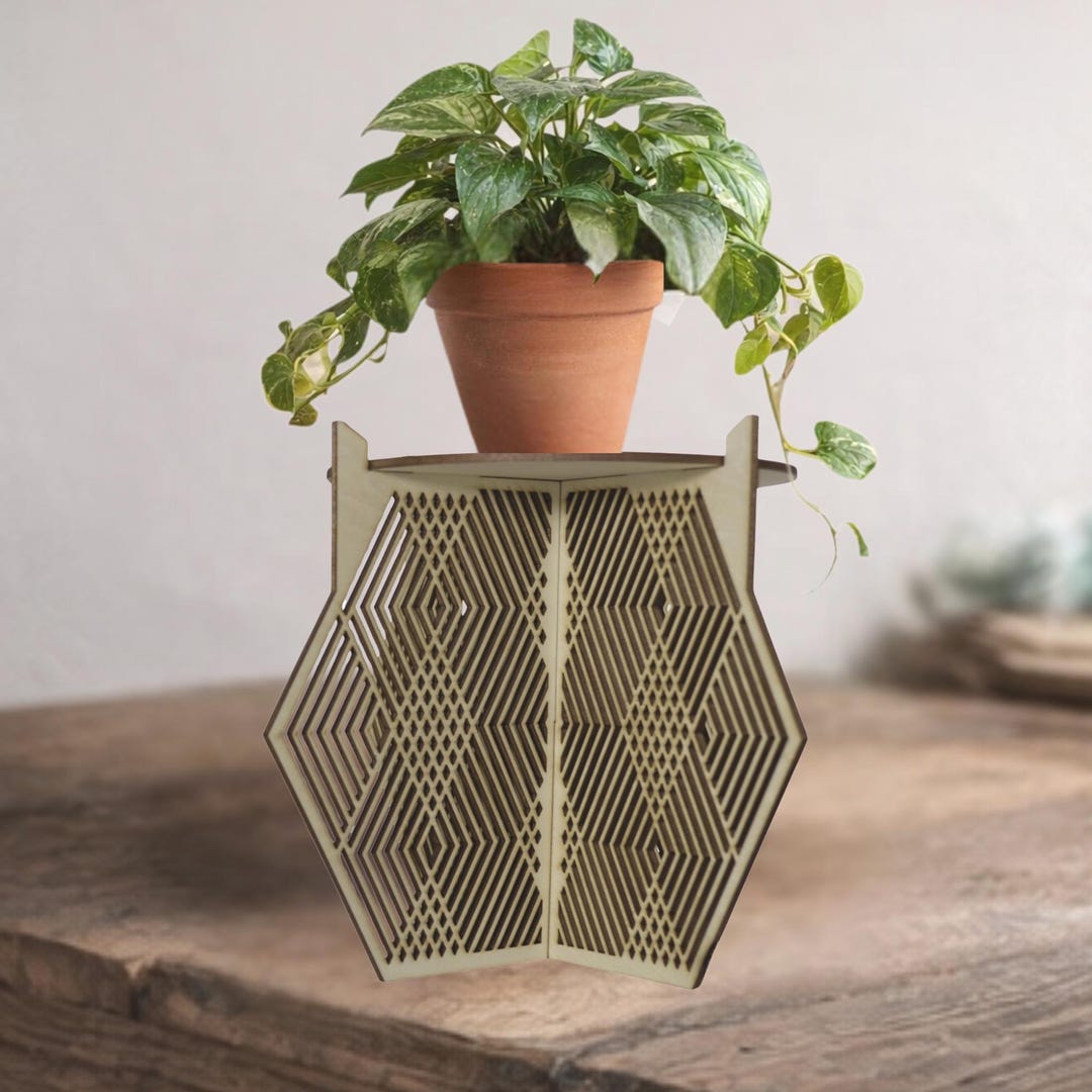 Geometric Wood Plant Stand | Indoor Plant Riser | Modern Home Decor - Etsy
