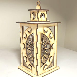 3D Wooden Lantern | Laser Cut LED Lantern | Floral, Celestial & Nature Designs | Boho Home Decor | Handmade Gift