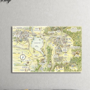 Kids Room Fantasy Map,Peter Rabbit Watercolor Hanging Map - Kids Room Wall Decor - Nusery Decor