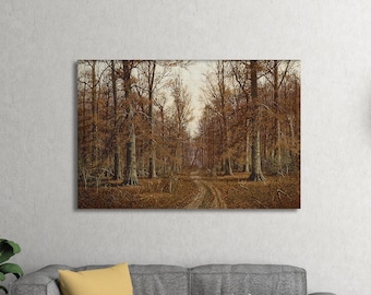 Autumn Forest Canvas Print, Warm Tone Landscape Wall Art