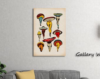 Retro Funny Mushroom Booties Poster,Funny Mushroom Art, Fungi Poster, Fungus Poster, Retro Kitchen Poster