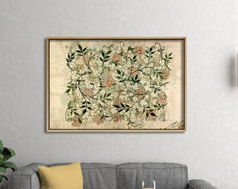 William Morris Botanical Canvas Print, Vintage Textile Art