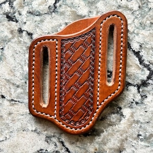 Custom, Hand-tooled Leather Knife Sheath (right-handed) - fits Case Trapper pocketknife