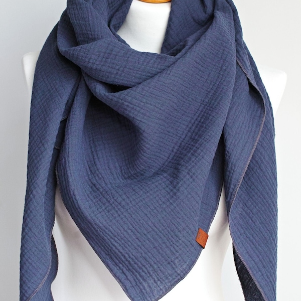 Cotton muslin women scarf shawl, cotton triangle scarf  - soft autumn scarf shawl scarf for women, cotton shawl wrap