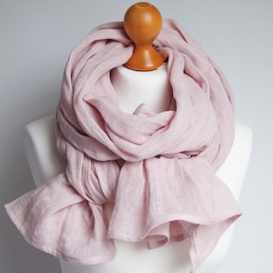 Soft linen scarf in dusty pink, natural scarf SHAWL for women, pure linen, linen travel wrap, natural scarf, eco fashion, peony shawl