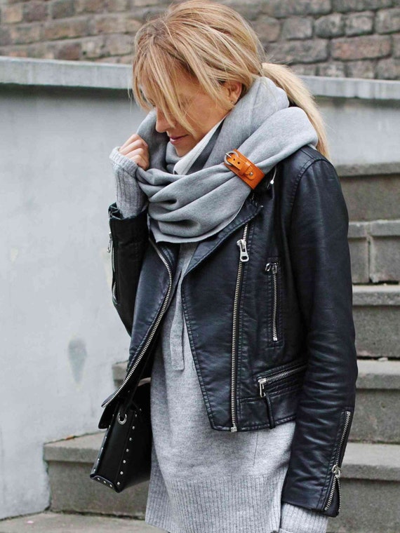 shocking Acquisition Look back CHUNKY Infinity Scarf With Leather Strap Hooded Scarf for - Etsy