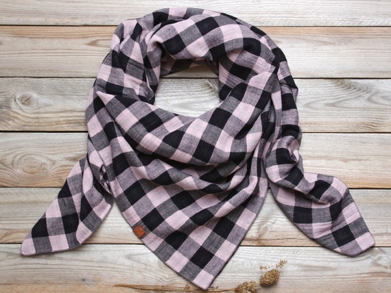 Cotton muslin women scarf shawl, cotton checkered scarf - soft scarf - spring autumn cotton scarf for women, eco scarf wrap shawl