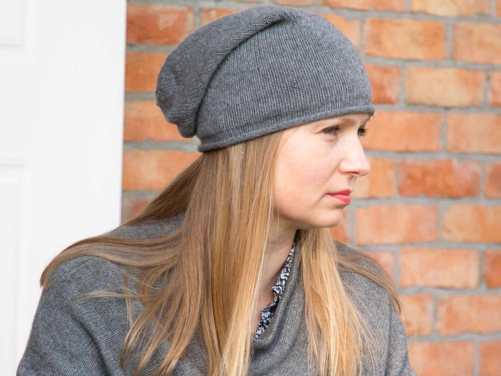 WINTER beanie slouchy hat for women, wool slouchy beanie, fall beanie