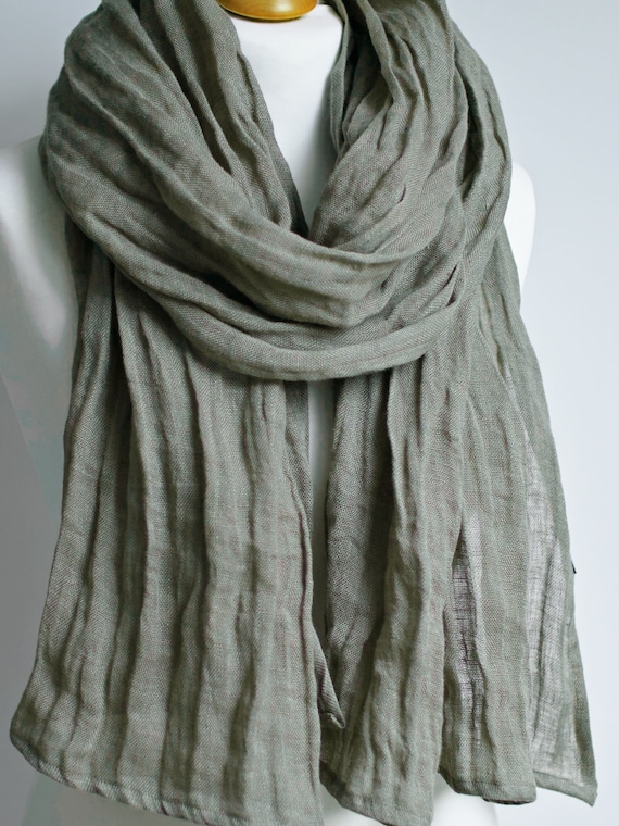 Soft linen scarf in EUCALYPTUS green, natural scarf SHAWL for women, pure linen, linen travel wrap, natural scarf, eco fashion, travel wrap