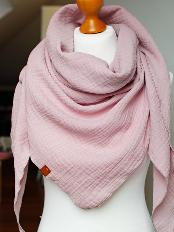 Cotton muslin women scarf shawl, cotton triangle scarf  - soft spring scarf shawl scarf for women, cotton shawl wrap