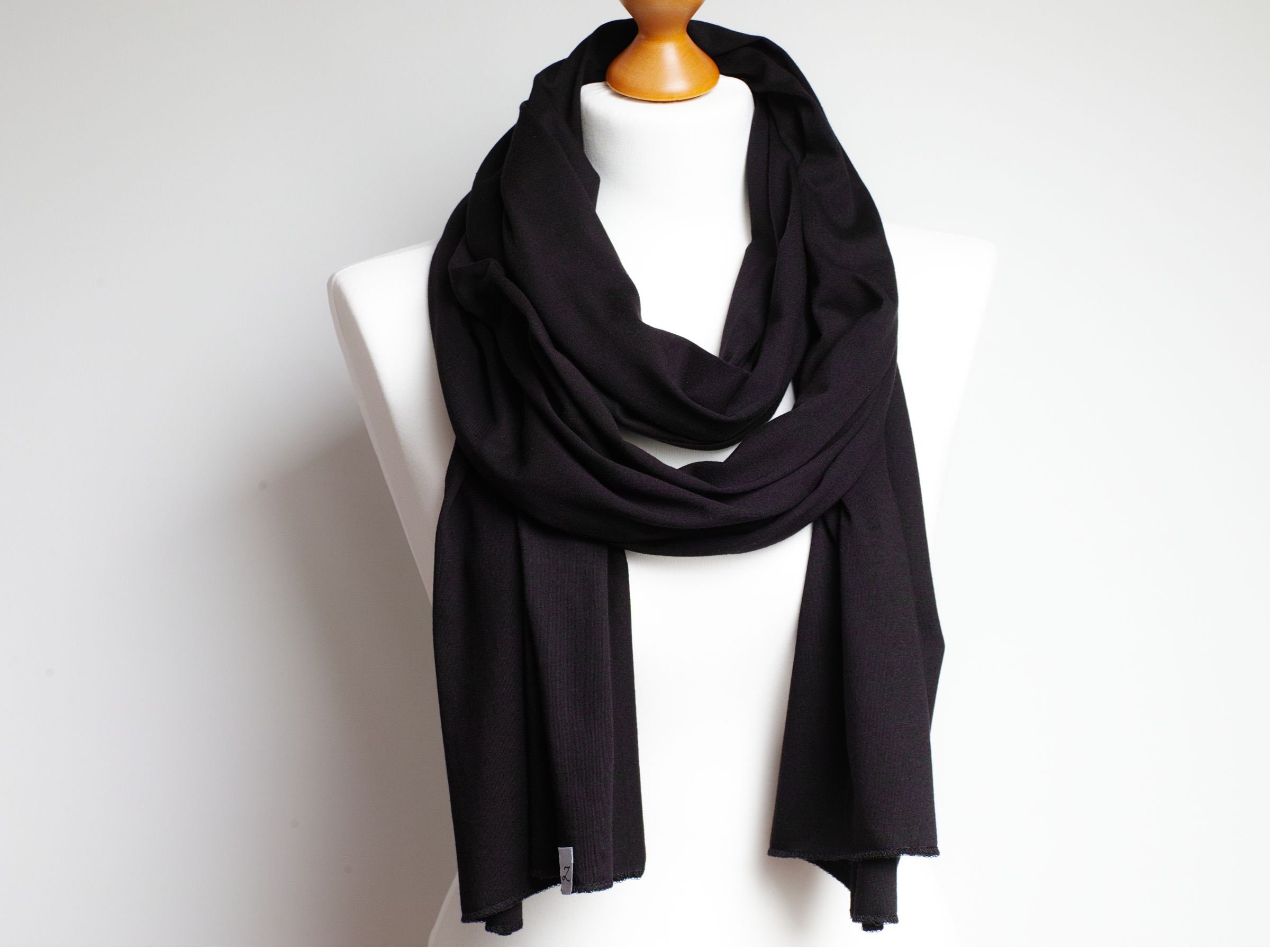 LONG skinny Cotton SCARF, skinny black cotton scarf, women scarf ...