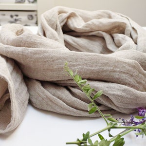 Washed linen scarf, natural linen scarf, SHAWL wrap women, pure linen, natural scarf, eco scarf fashion, gift for her, linen accessories