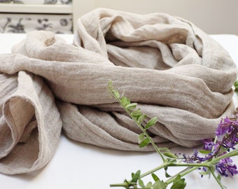 Washed linen scarf, natural linen scarf, SHAWL wrap women, pure linen, natural scarf, eco scarf fashion, gift for her, linen accessories