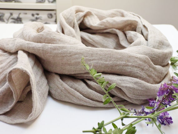 Washed linen scarf, natural linen scarf, SHAWL wrap women, pure linen, natural scarf, eco scarf fashion, gift for her, linen accessories