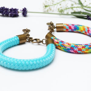 Rope colorful bracelets for women set of two, simple rope bracelets for summer gift ideas, rope bracelets for women image 5