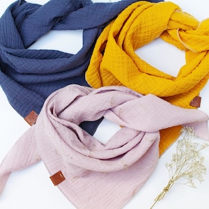 Cotton muslin neck scarf bandana, cotton bandana triangle scarf  - soft neck scarf - soft bandana scarf for women, girls