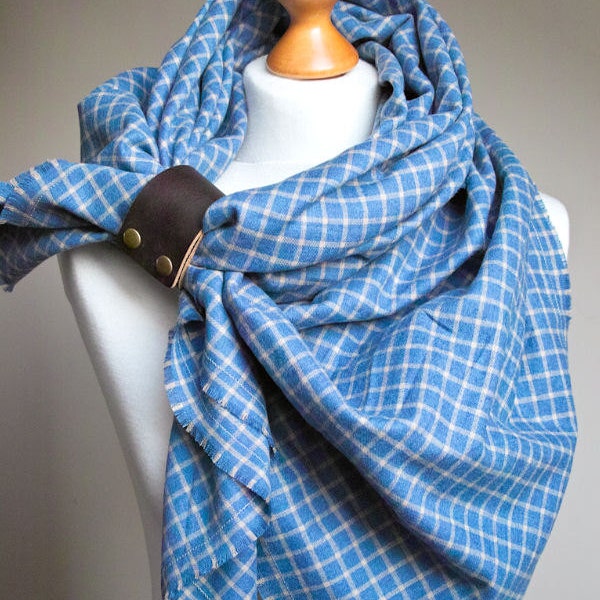 LARGE flannel scarf, BLANKET plaid scarf BLUE,  fashion oversized scarf, flannel wrap, plaid shawl, flanel shawl blanket scarf