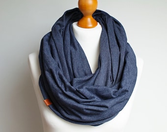 JEANS Cotton Jersey Infinity Scarf: Handmade Circle Scarf