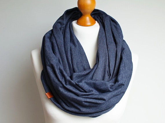 JEANS Cotton Jersey Infinity Scarf: Handmade Circle Scarf