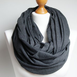 Oversized Infinity Scarf, BLACK infinity scarf, Chunky large snood, hooded circle Scarf, extra Large Jersey BLACK Infinity scarf, gift ideas Anthracite