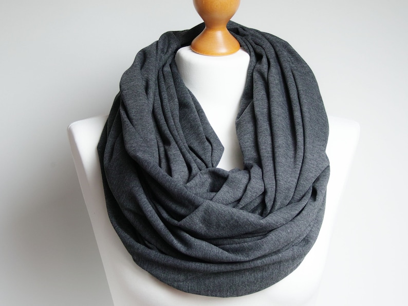 Oversized Infinity Scarf, BLACK infinity scarf, Chunky large snood, hooded circle Scarf, extra Large Jersey BLACK Infinity scarf, gift ideas image 6