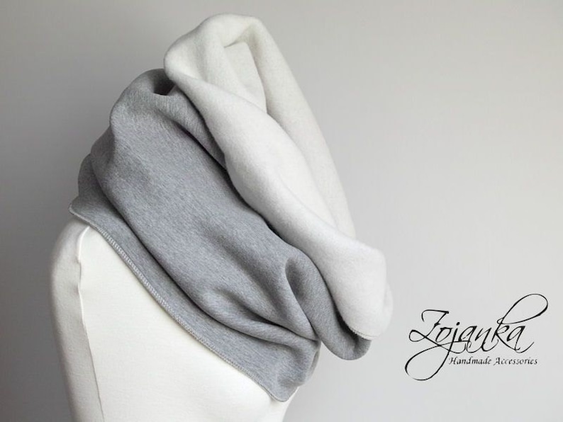sweatshirt jersey scarf hooded scarves cozy snood extra CHUNKY hooded snood infinity scarf GRAY CHUNKY Infinity Scarf winter scarf
