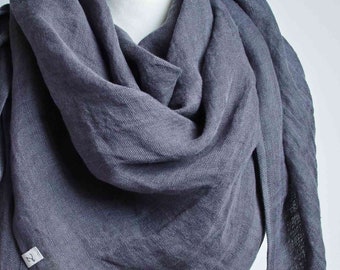 Chal de lino grande de gran tamaño, chal rectangular para mujer, bufandas de lino natural