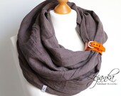 LINEN Infinity Scarf tube scarf with cuff, pure linen scarf, TAUPE infinity wrap, travel scarf, spring scarf, scarf for women