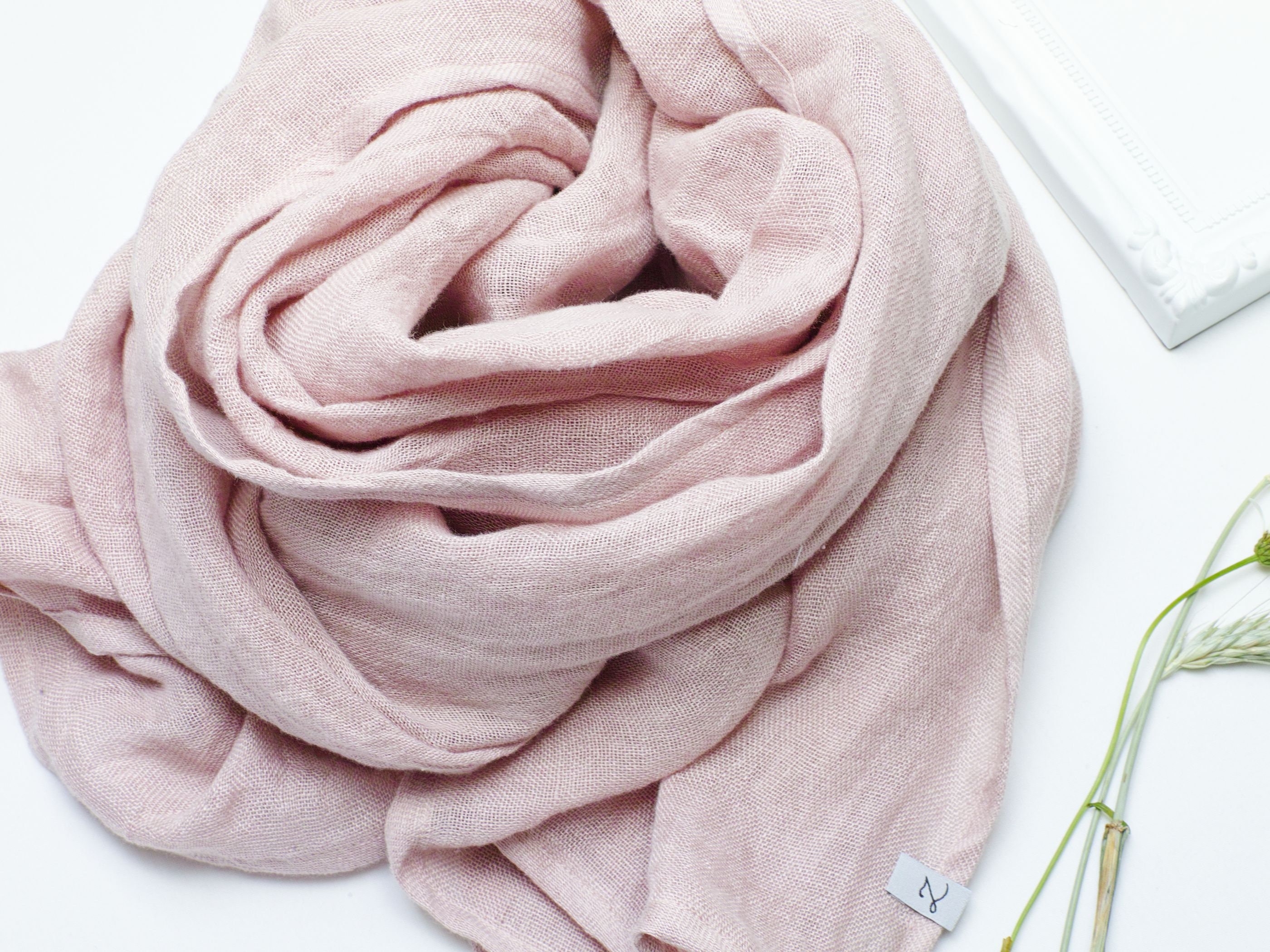 Soft linen scarf in dusty pink, natural scarf SHAWL for women, pure