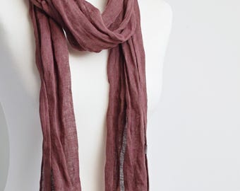 Skinny LINEN scarf, women skinny scarves, natural eco linen