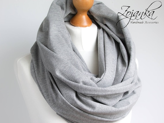 Oversized Infinity Scarf, GREY infinity scarf, Chunky large cotton snood, hooded circle Scarf, extra Large Jersey Infinity scarf, gift ideas