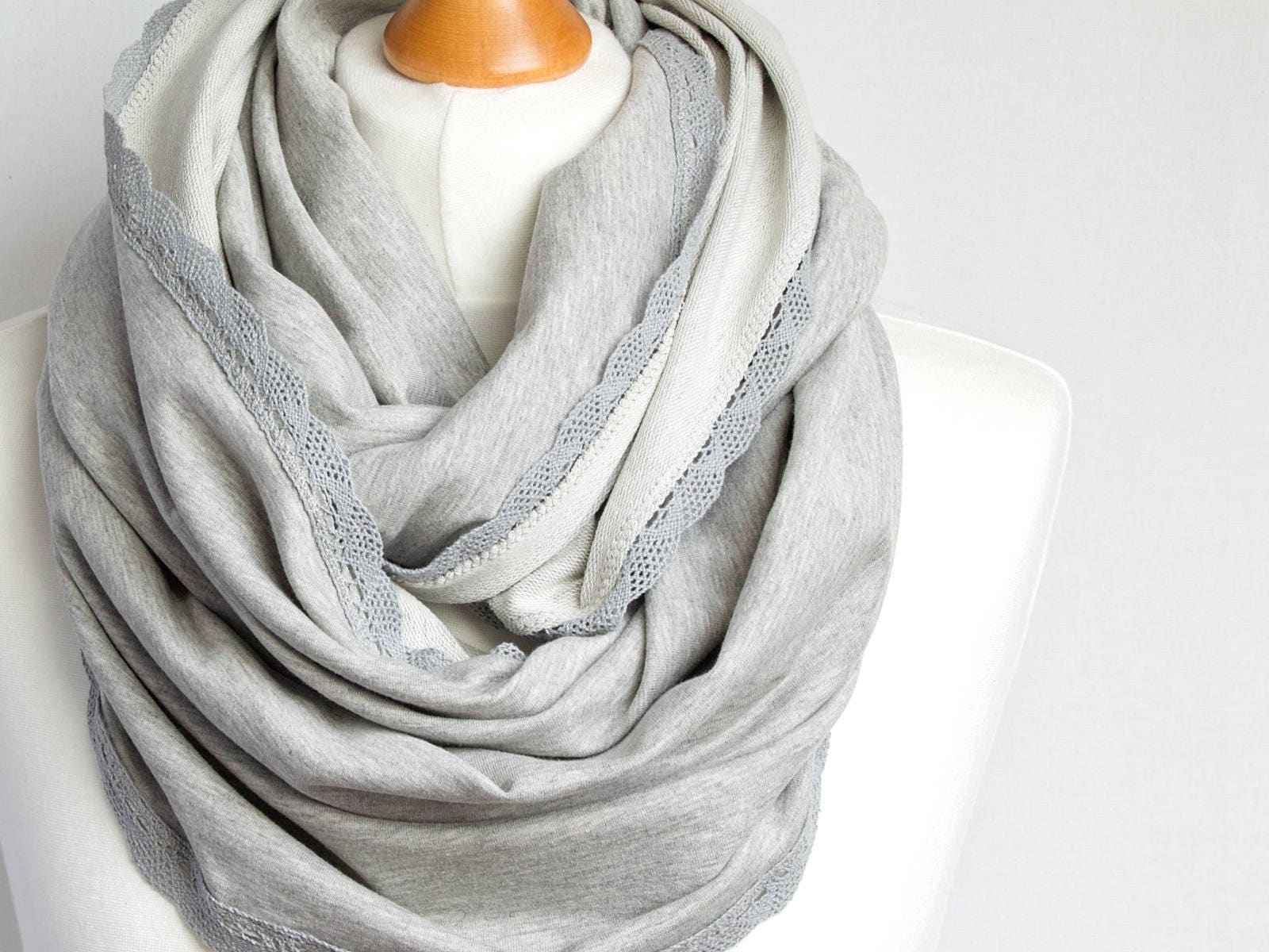 GRAY jersey Infinity Scarf, infinity scarf, knitted jersey infinity